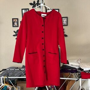 Donna Rico Long Sleeve Jacket Dress with Black Trim